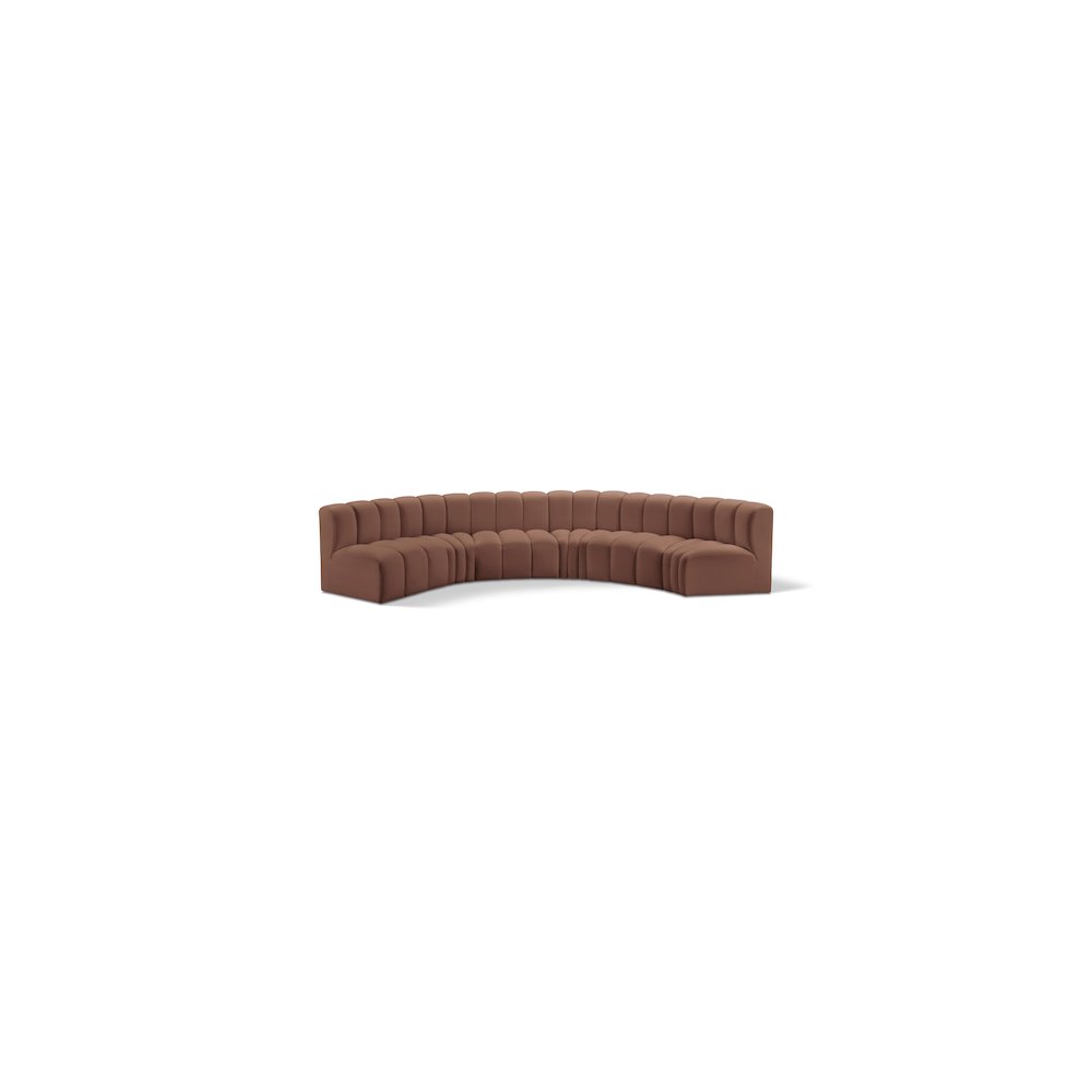 Arc Cognac Vegan Leather Modular Sofa. Picture 1