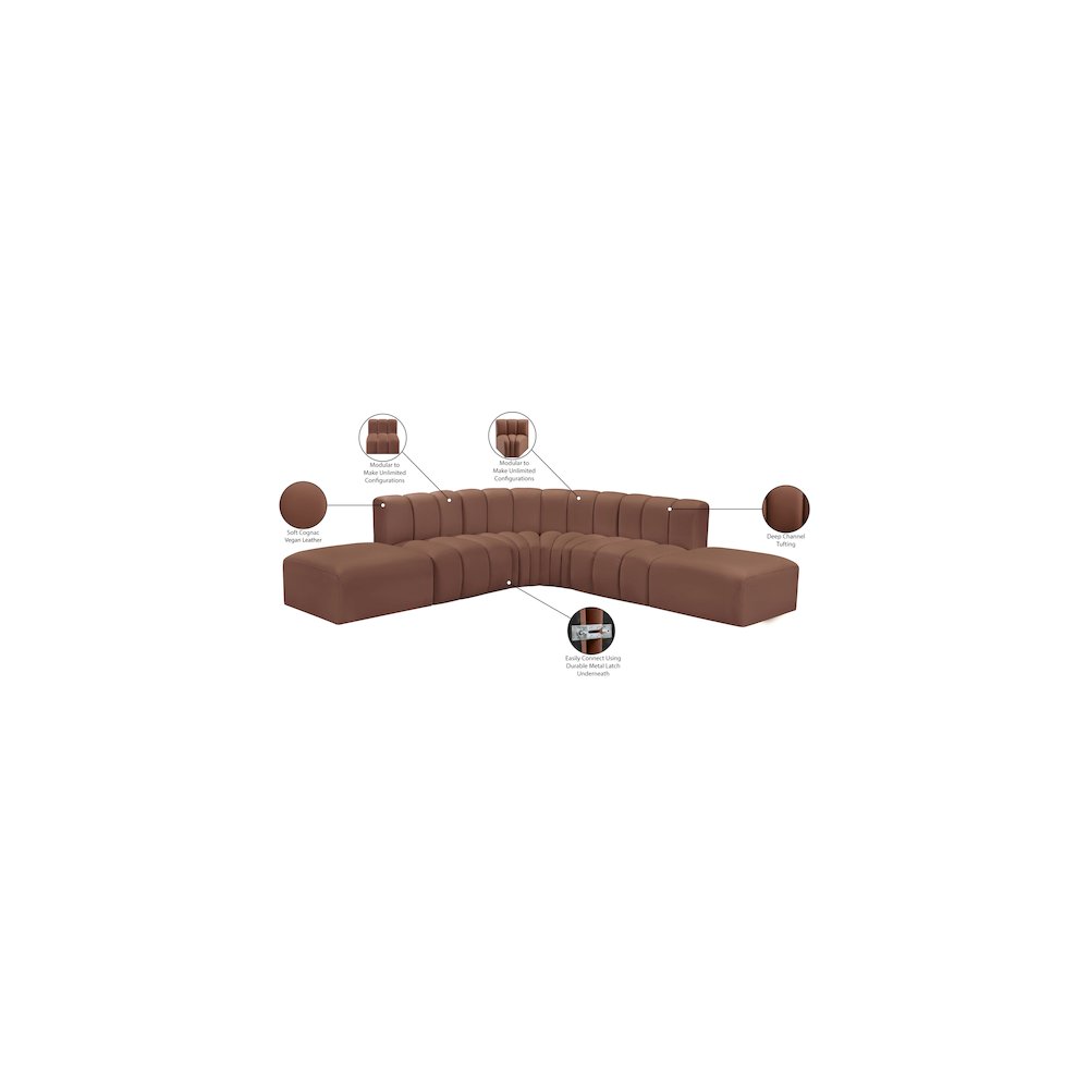 Arc Cognac Vegan Leather Modular Sofa. Picture 12
