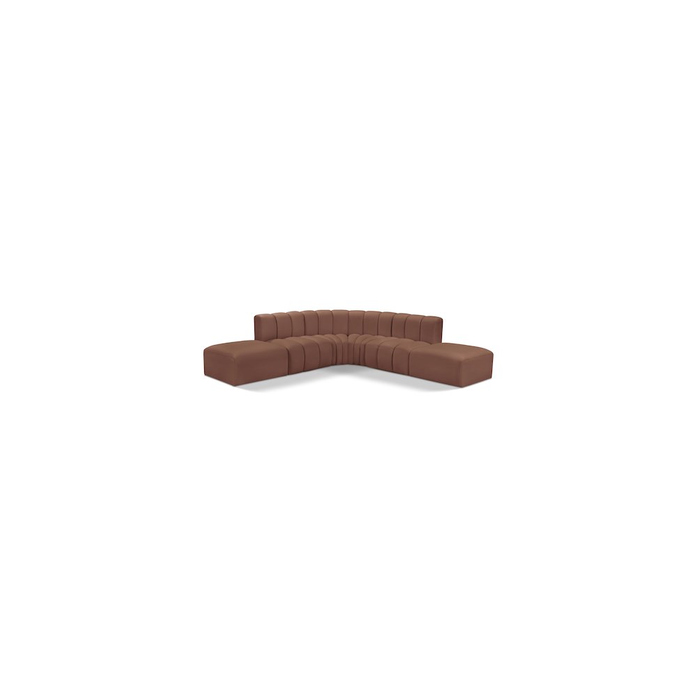 Arc Cognac Vegan Leather Modular Sofa. Picture 1
