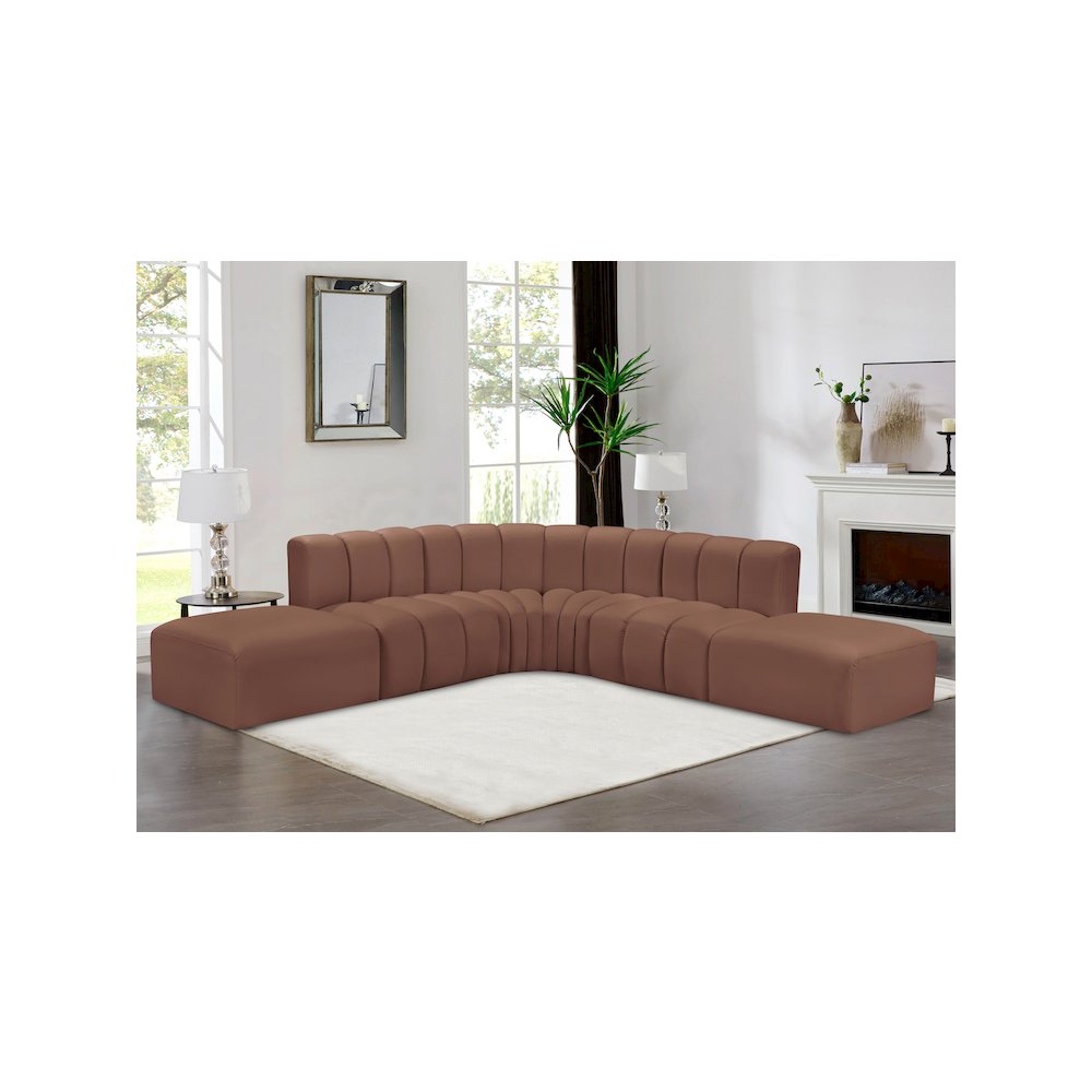 Arc Cognac Vegan Leather Modular Sofa. Picture 2