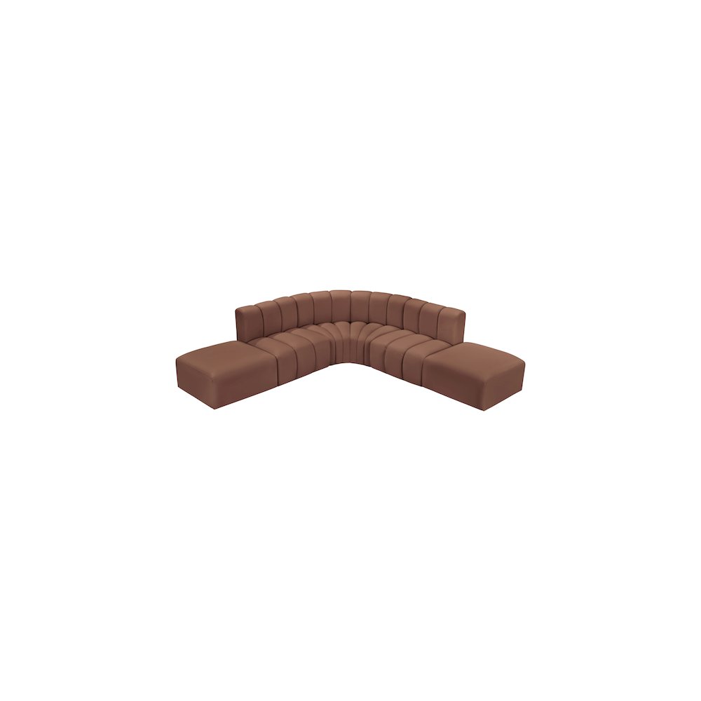 Arc Cognac Vegan Leather Modular Sofa. Picture 3