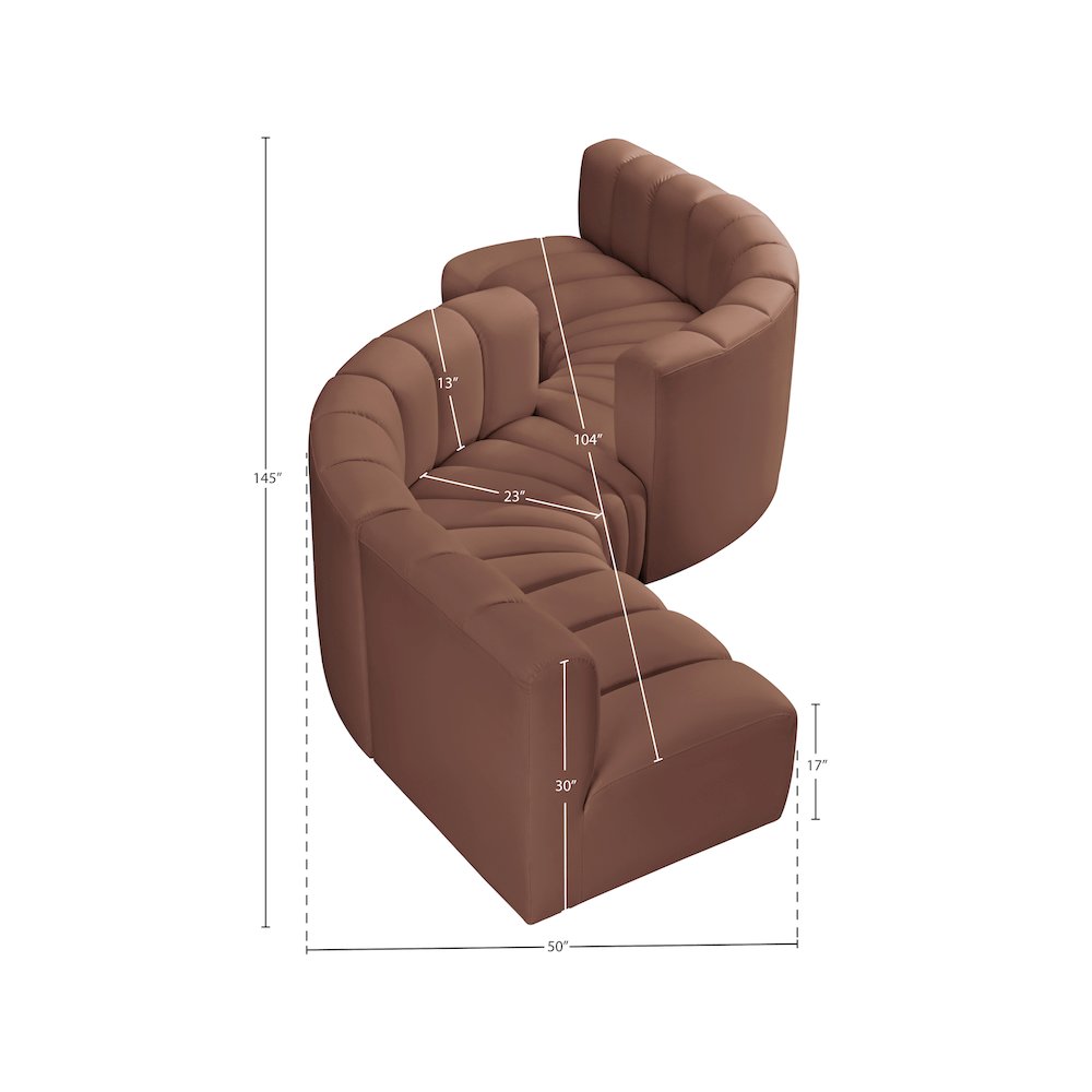 Arc Cognac Vegan Leather Modular Sofa. Picture 7