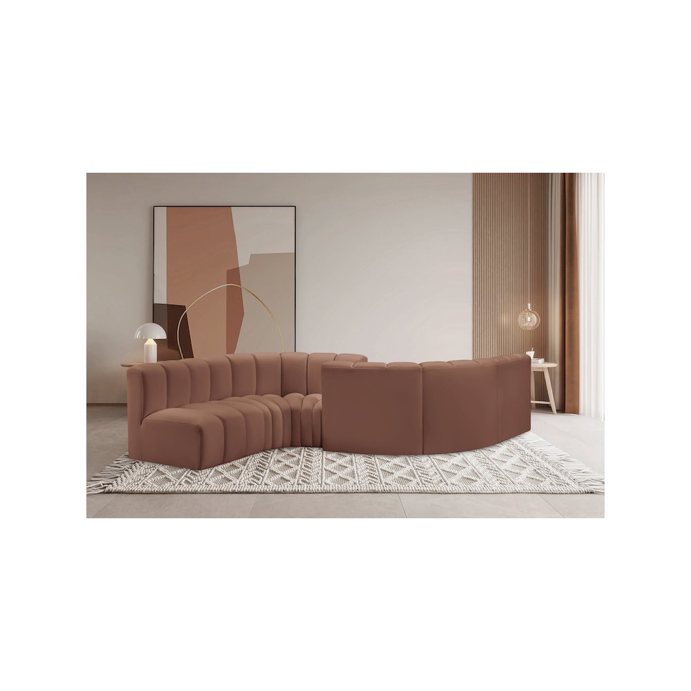 Arc Cognac Vegan Leather Modular Sofa. Picture 2