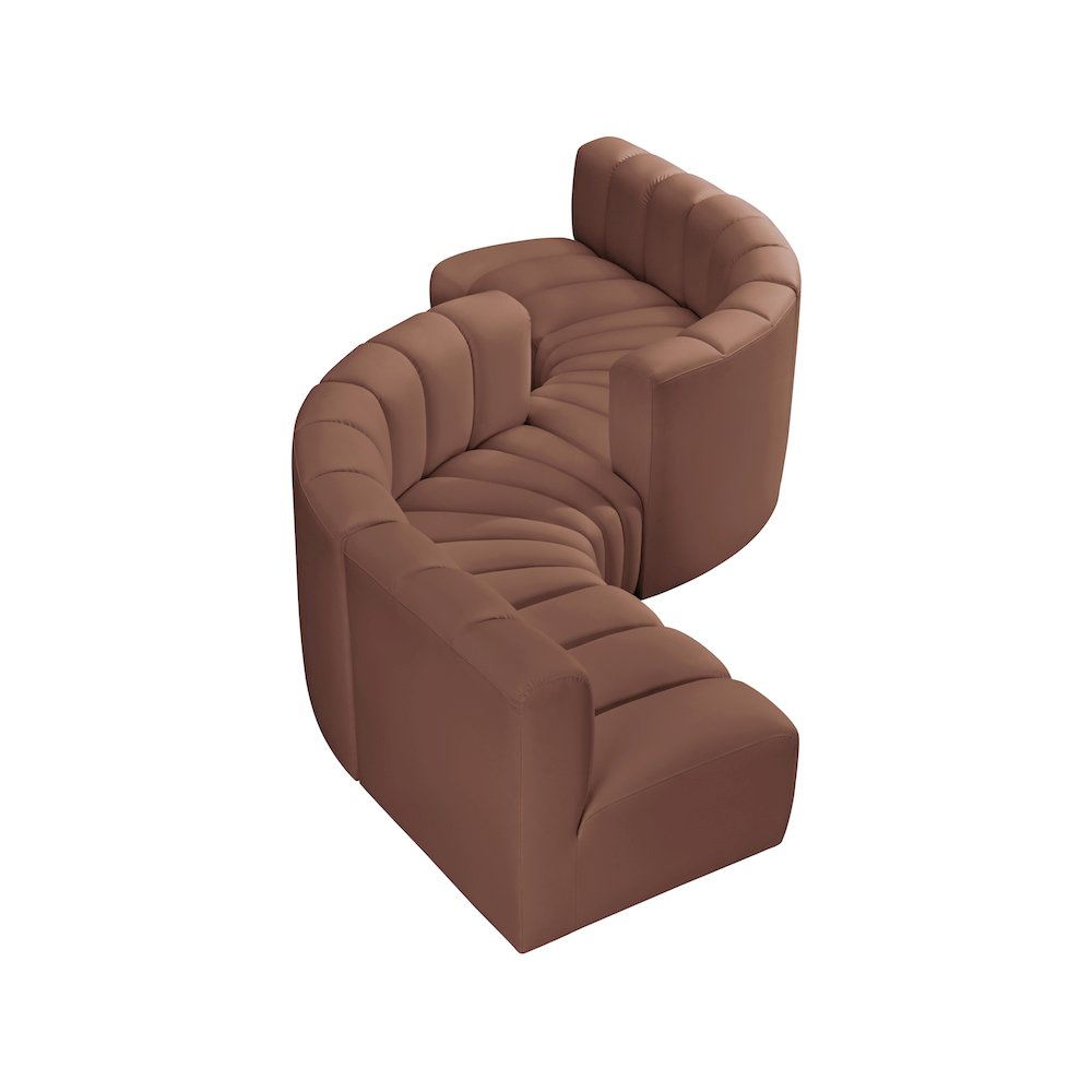 Arc Cognac Vegan Leather Modular Sofa. Picture 3