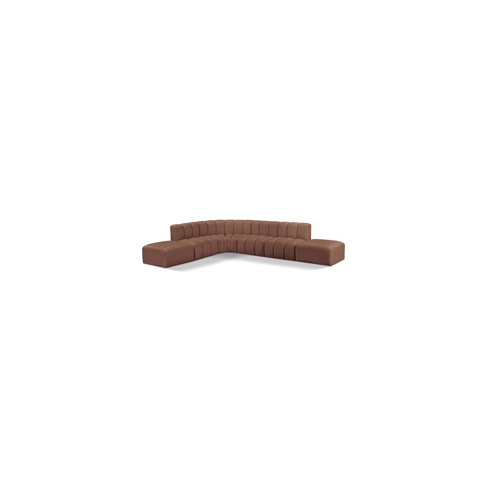 Arc Cognac Vegan Leather Modular Sofa. Picture 1