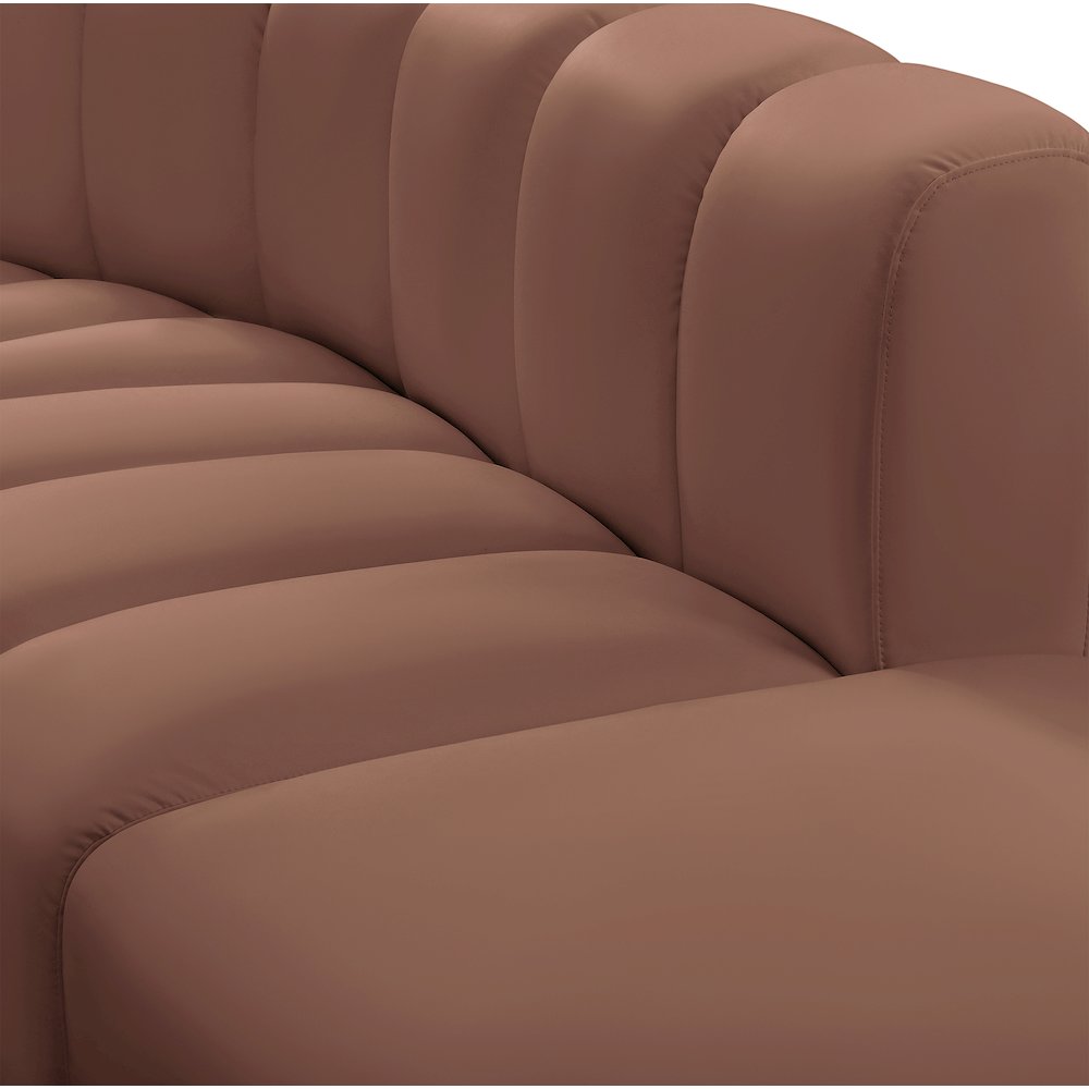 Arc Cognac Vegan Leather Modular Sofa. Picture 7