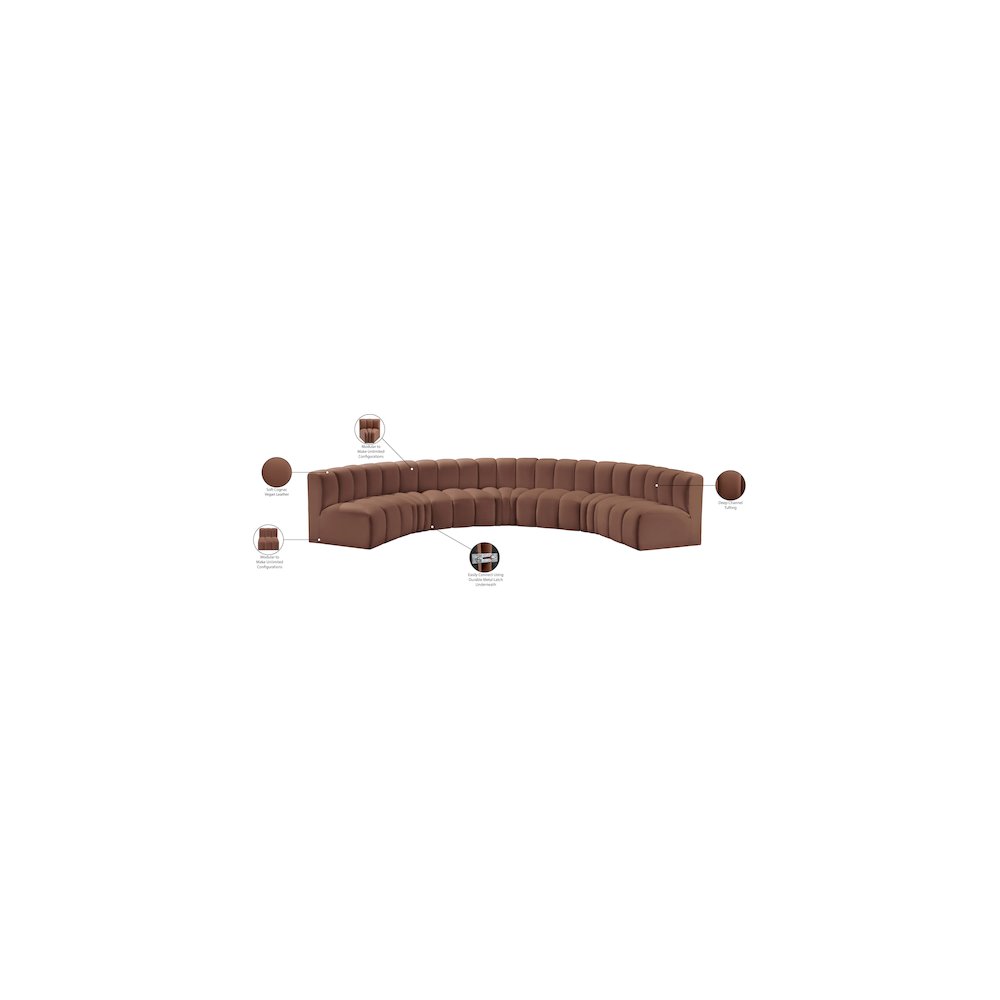 Arc Cognac Vegan Leather Modular Sofa. Picture 12