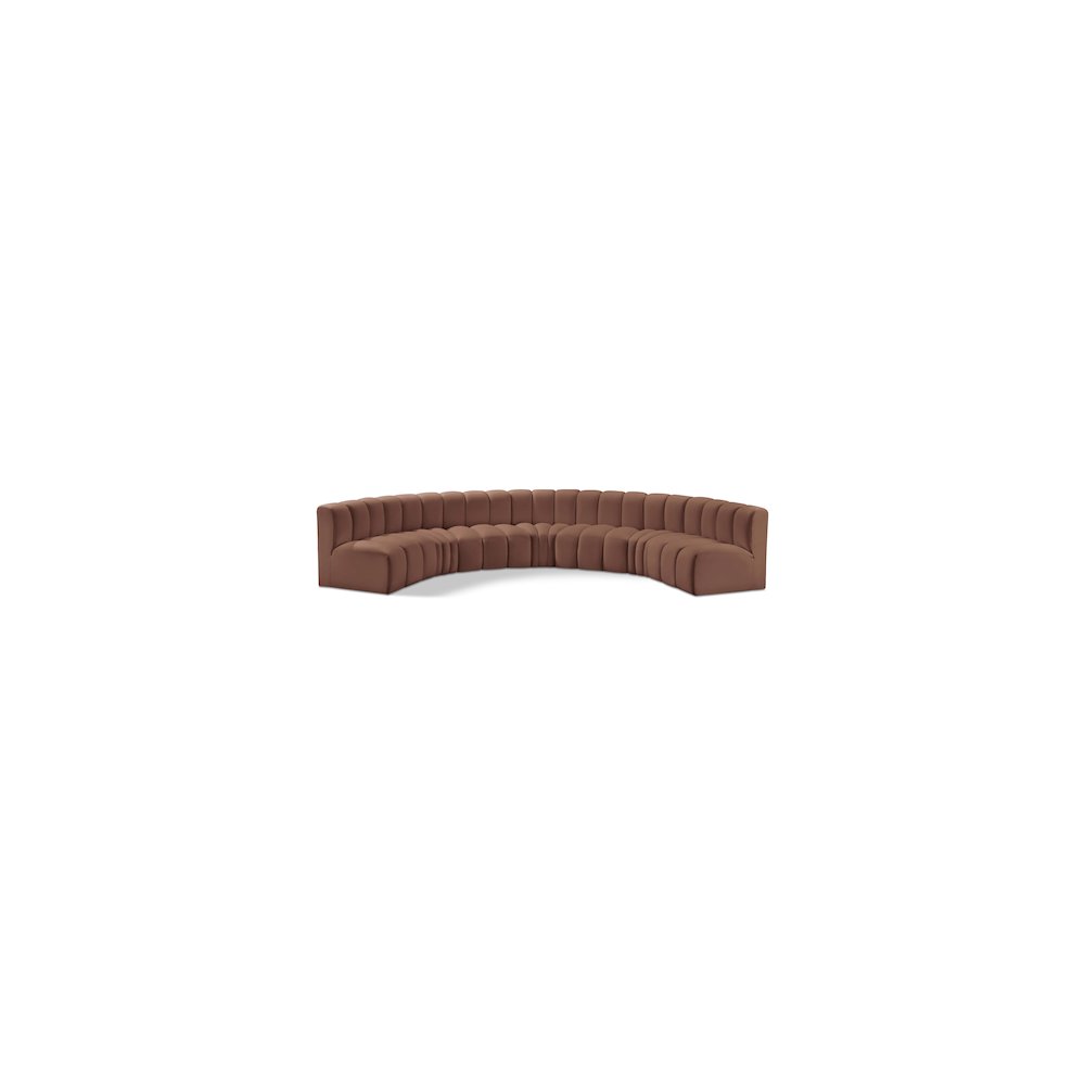 Arc Cognac Vegan Leather Modular Sofa. Picture 1