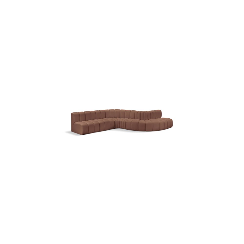Arc Cognac Vegan Leather Modular Sofa. Picture 1