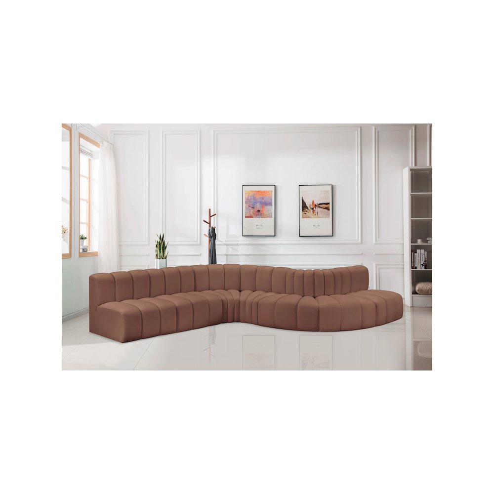 Arc Cognac Vegan Leather Modular Sofa. Picture 2