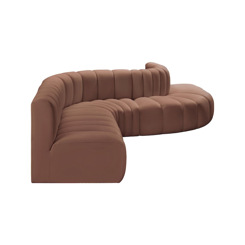 Arc Cognac Vegan Leather Modular Sofa. Picture 5