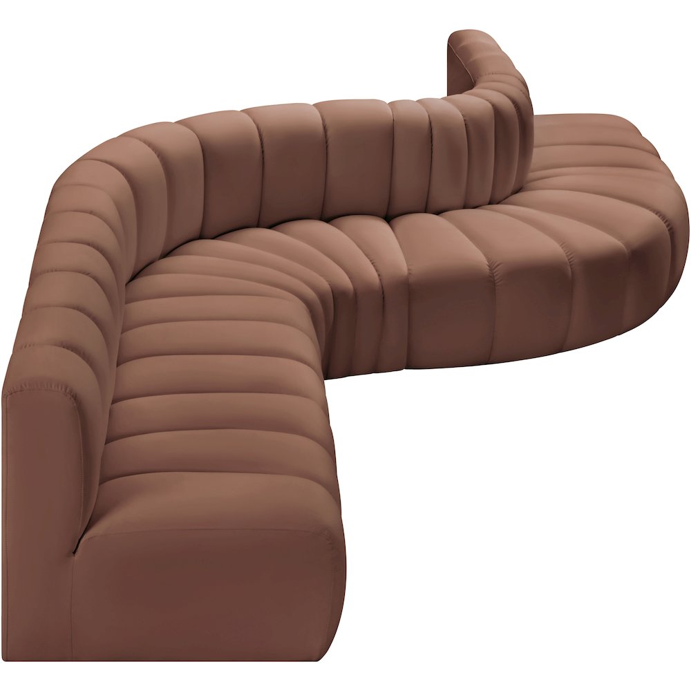 Arc Cognac Vegan Leather Modular Sofa. Picture 6