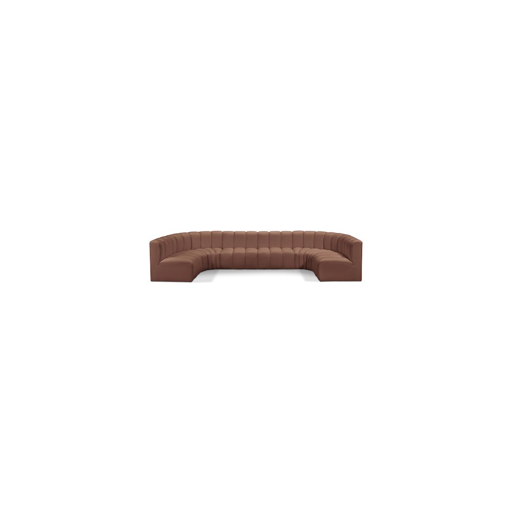 Arc Cognac Vegan Leather Modular Sofa. Picture 1