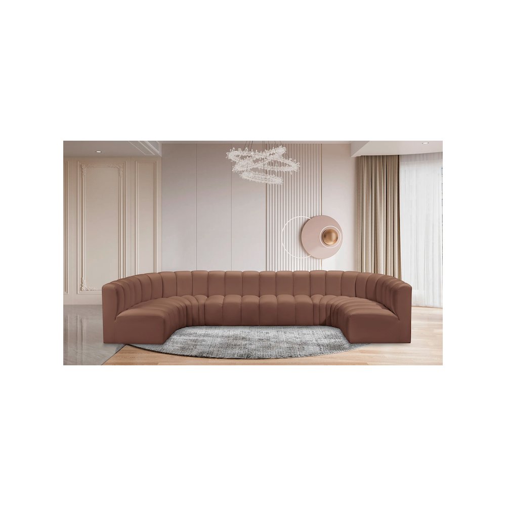 Arc Cognac Vegan Leather Modular Sofa. Picture 2