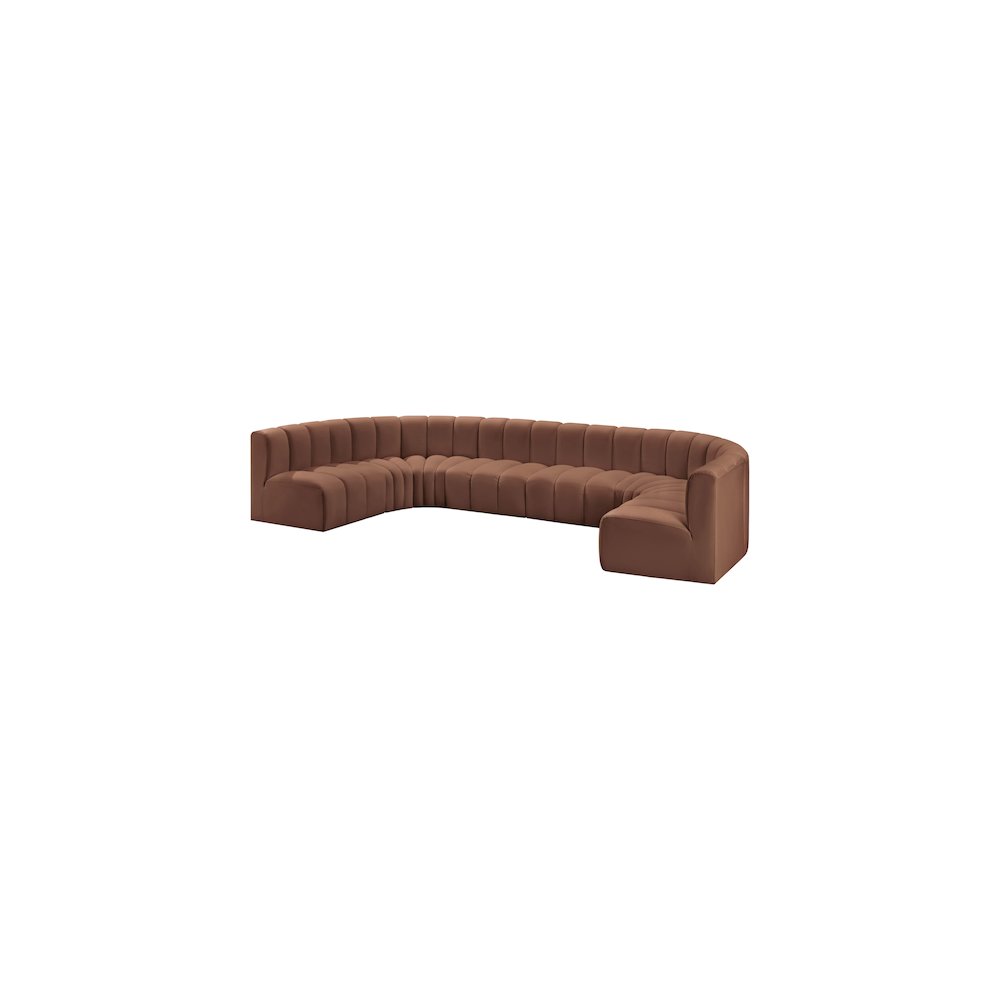 Arc Cognac Vegan Leather Modular Sofa. Picture 4