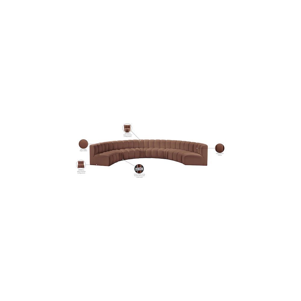 Arc Cognac Vegan Leather Modular Sofa. Picture 12