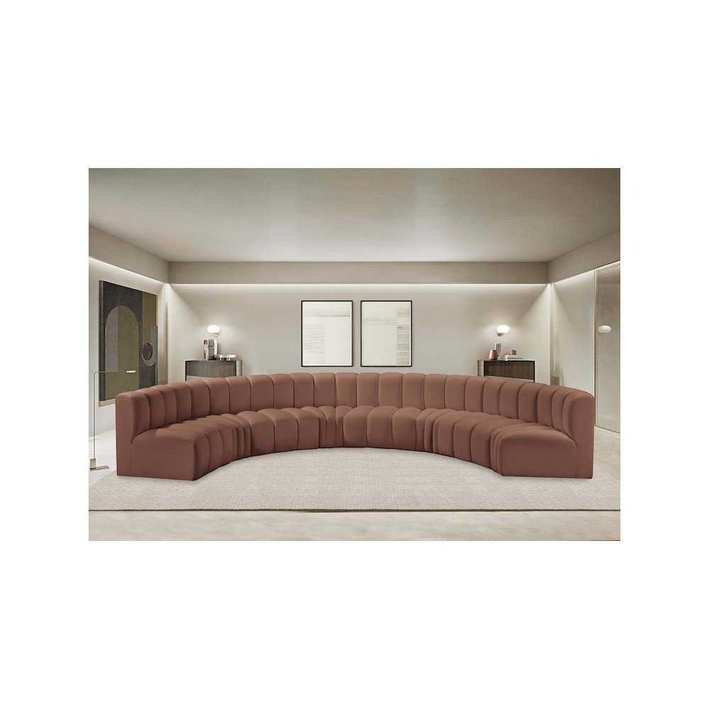 Arc Cognac Vegan Leather Modular Sofa. Picture 2