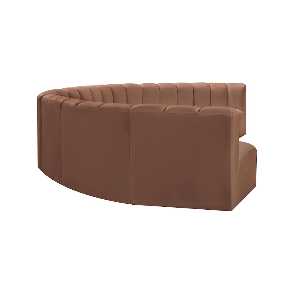 Arc Cognac Vegan Leather Modular Sofa. Picture 5