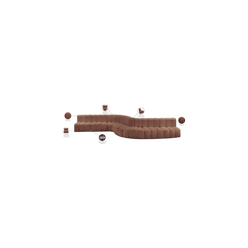 Arc Cognac Vegan Leather Modular Sofa. Picture 14