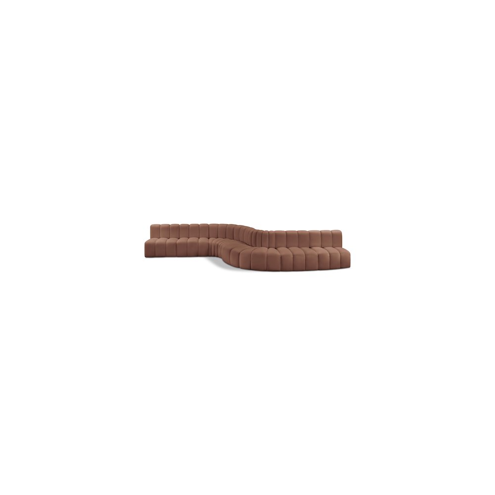Arc Cognac Vegan Leather Modular Sofa. Picture 1