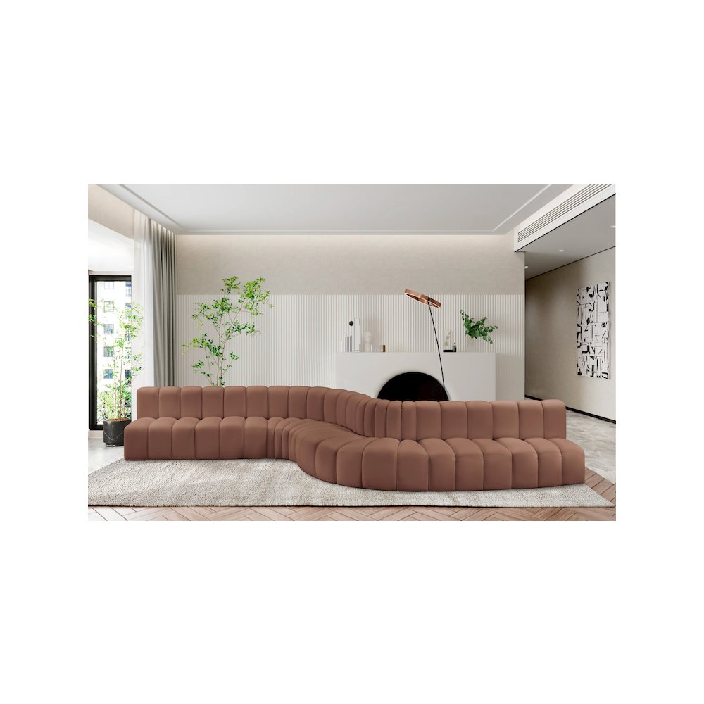 Arc Cognac Vegan Leather Modular Sofa. Picture 2