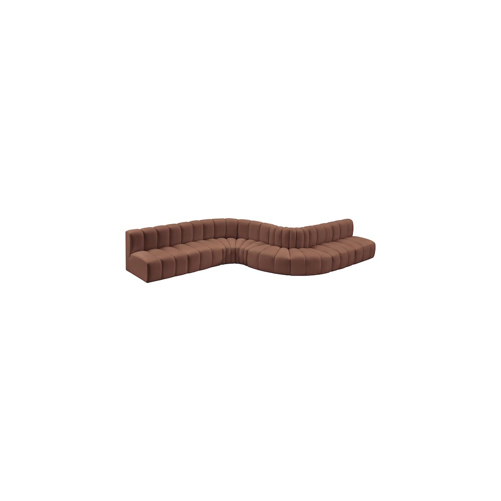 Arc Cognac Vegan Leather Modular Sofa. Picture 4