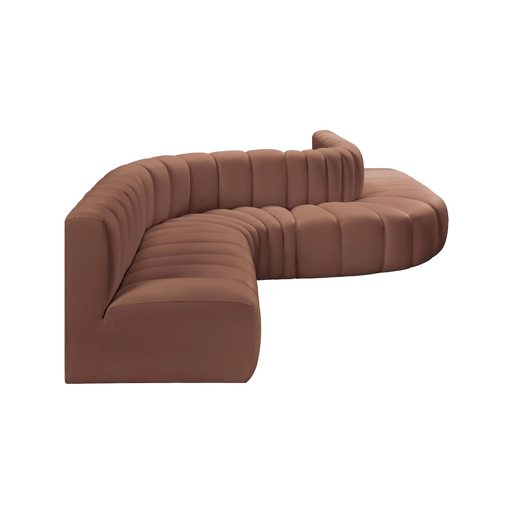 Arc Cognac Vegan Leather Modular Sofa. Picture 5