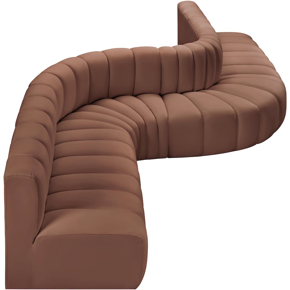 Arc Cognac Vegan Leather Modular Sofa. Picture 6