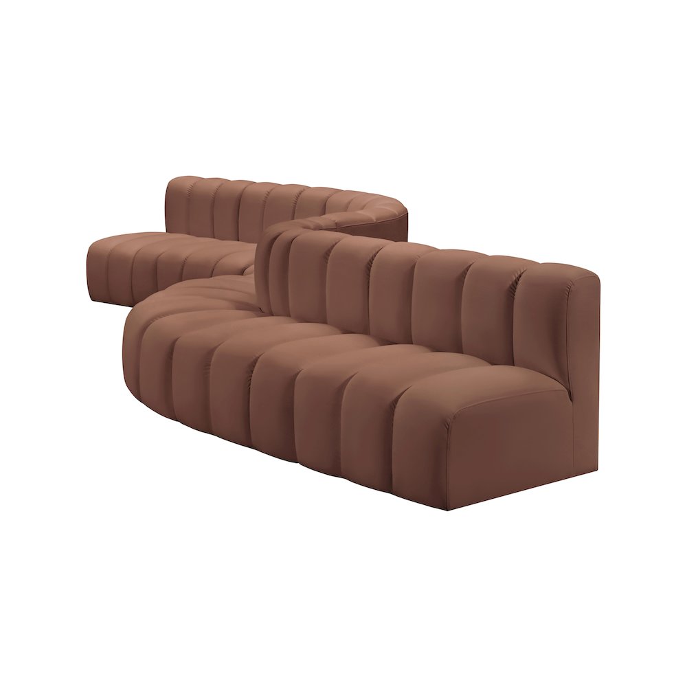 Arc Cognac Vegan Leather Modular Sofa. Picture 7