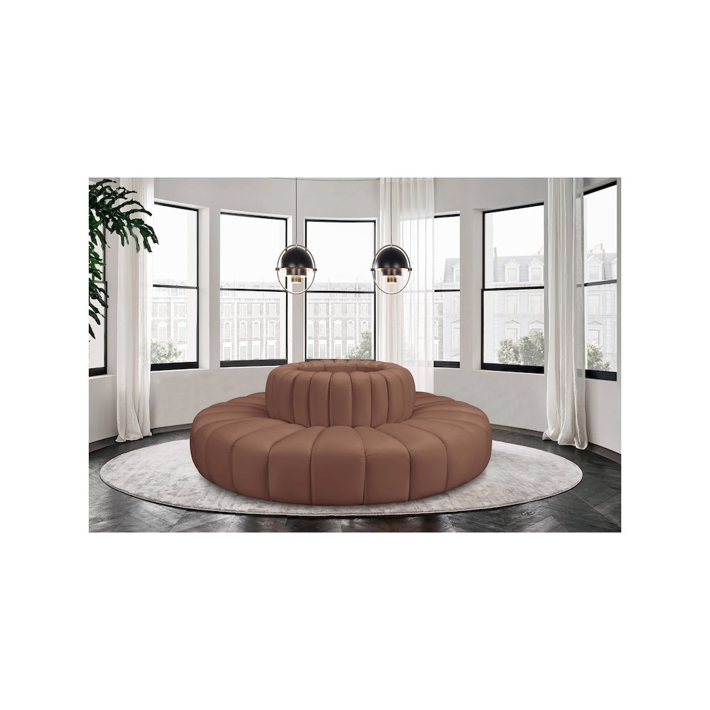 Arc Cognac Vegan Leather Modular Sofa. Picture 2