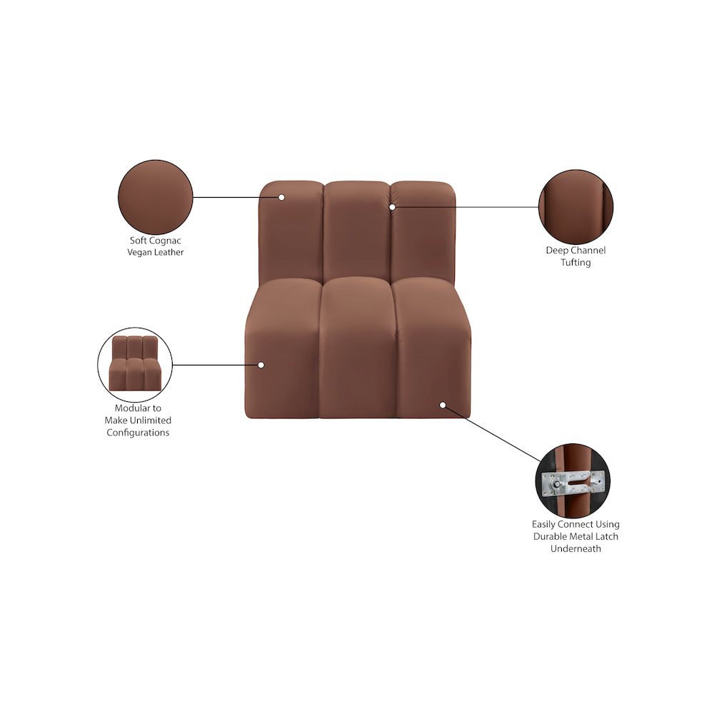 Arc Cognac Vegan Leather Straight Chair. Picture 11
