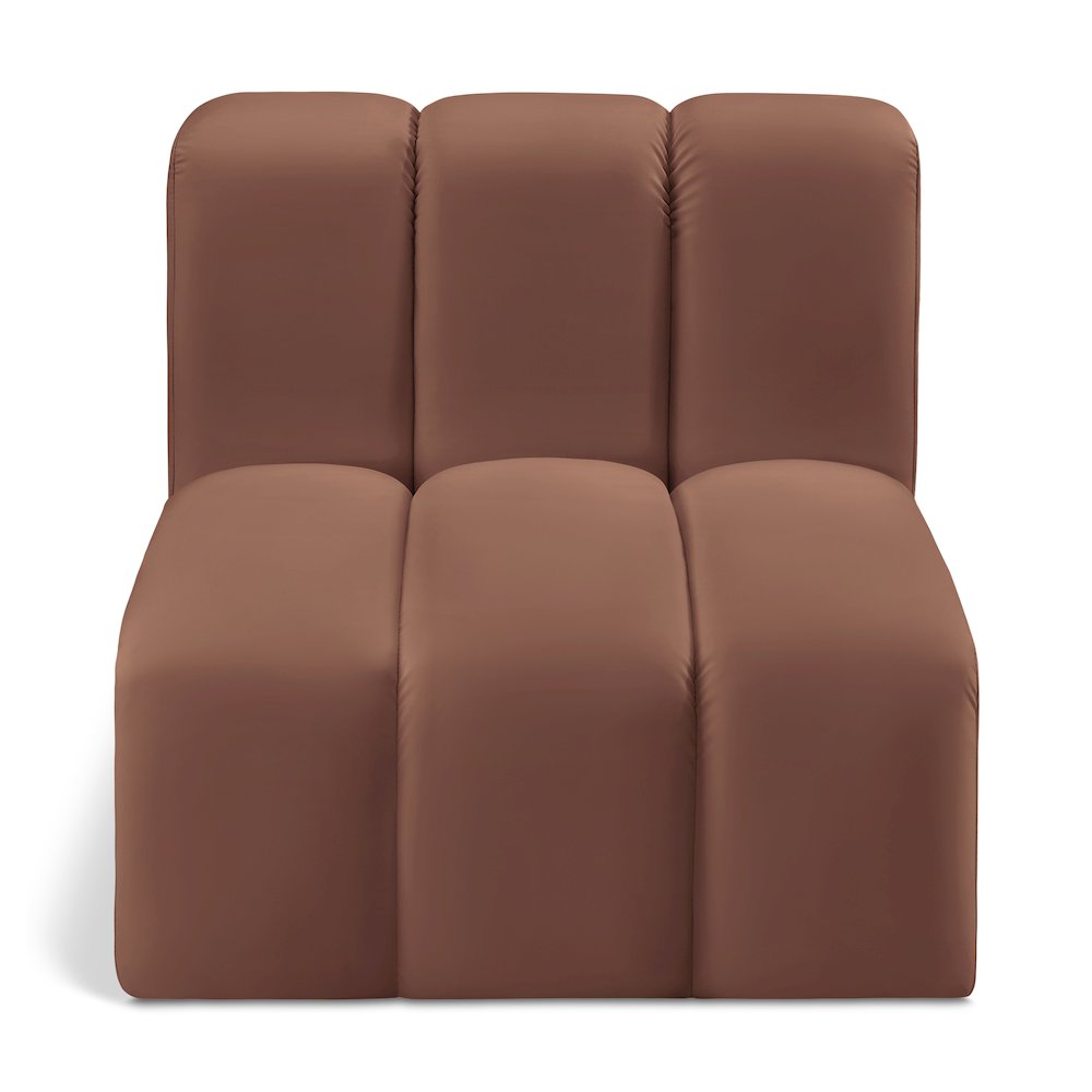 Arc Cognac Vegan Leather Straight Chair. Picture 1