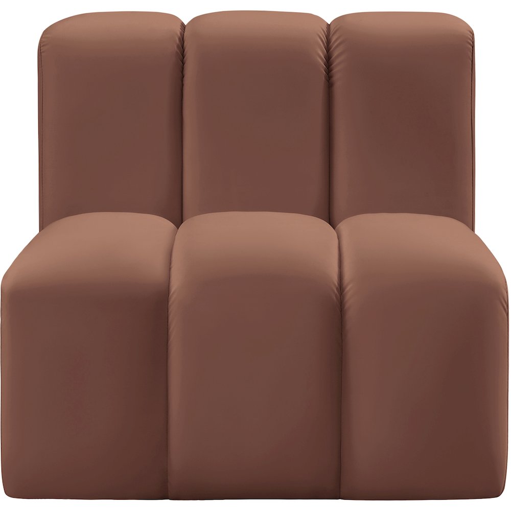 Arc Cognac Vegan Leather Straight Chair. Picture 3