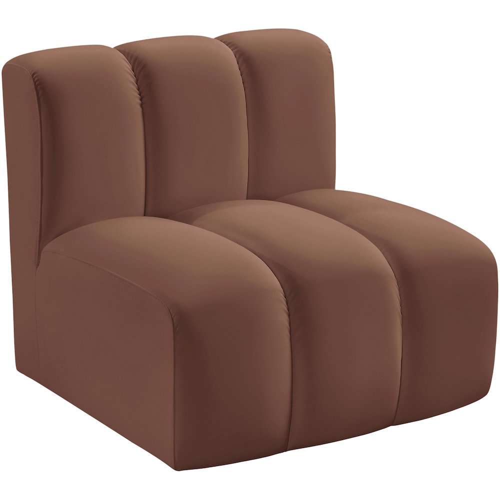 Arc Cognac Vegan Leather Straight Chair. Picture 4