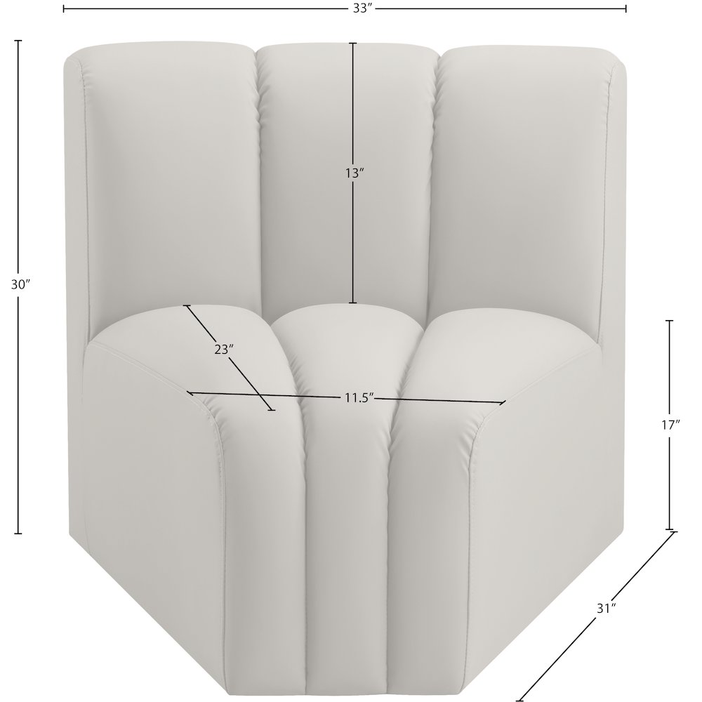 Arc Cream Vegan Leather Curved Corner. Picture 9
