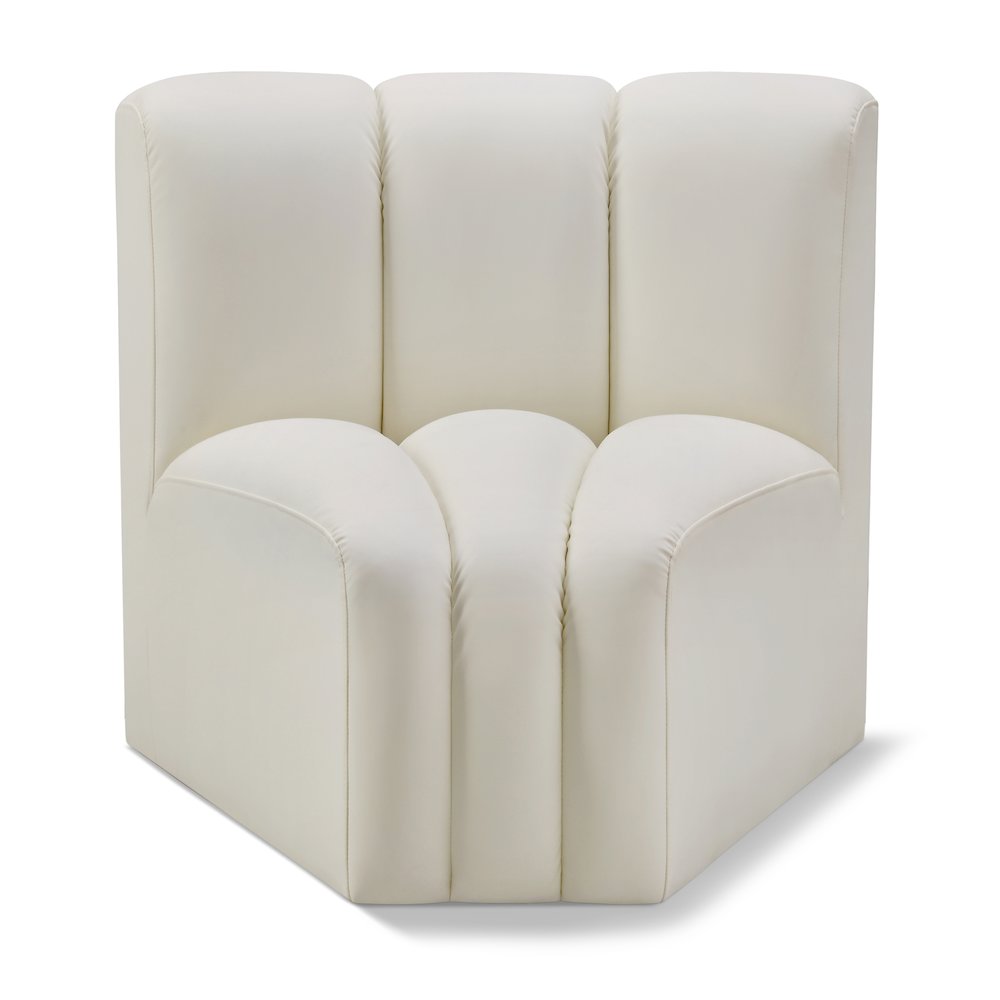 Arc Cream Vegan Leather Curved Corner. Picture 1