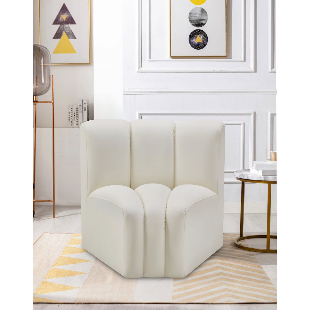 Arc Cream Vegan Leather Curved Corner. Picture 2