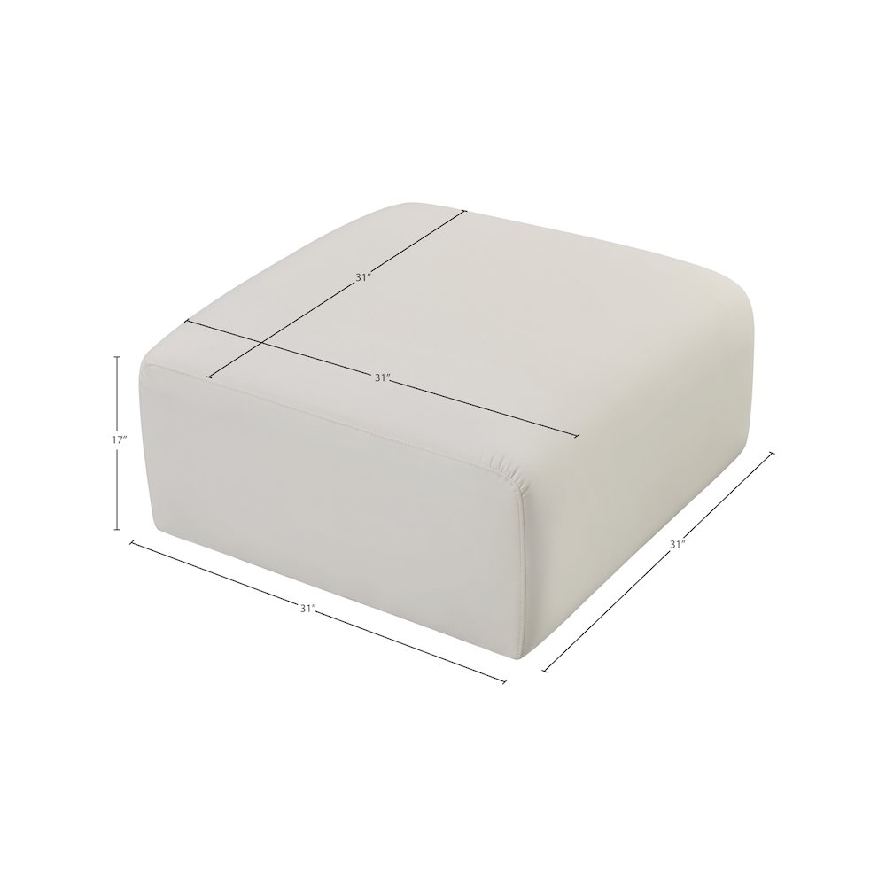 Arc Cream Vegan Leather Ottoman. Picture 6