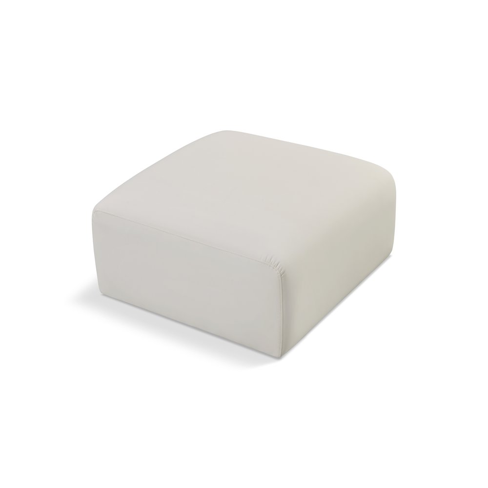 Arc Cream Vegan Leather Ottoman. Picture 1