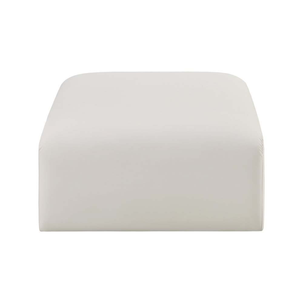 Arc Cream Vegan Leather Ottoman. Picture 3