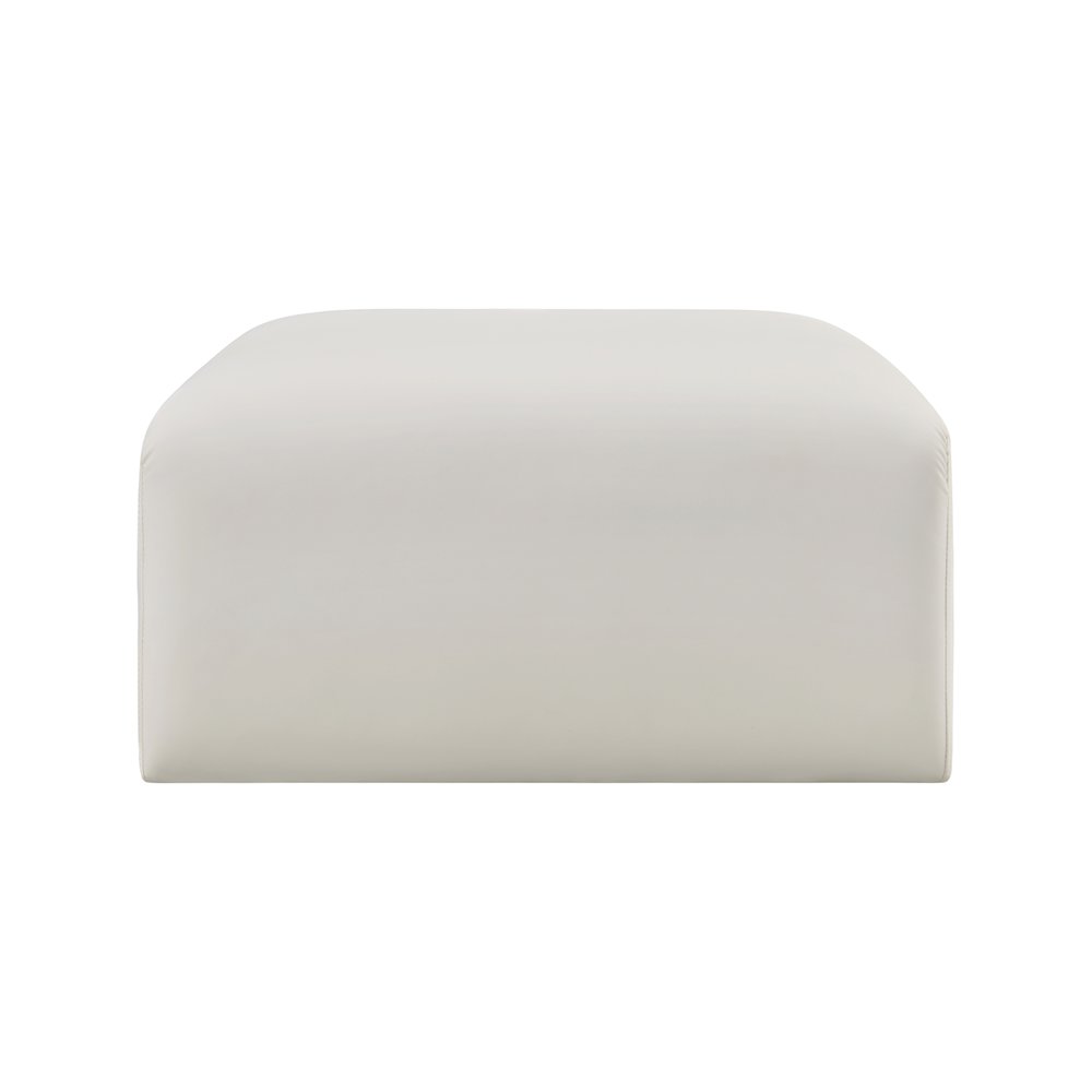 Arc Cream Vegan Leather Ottoman. Picture 4