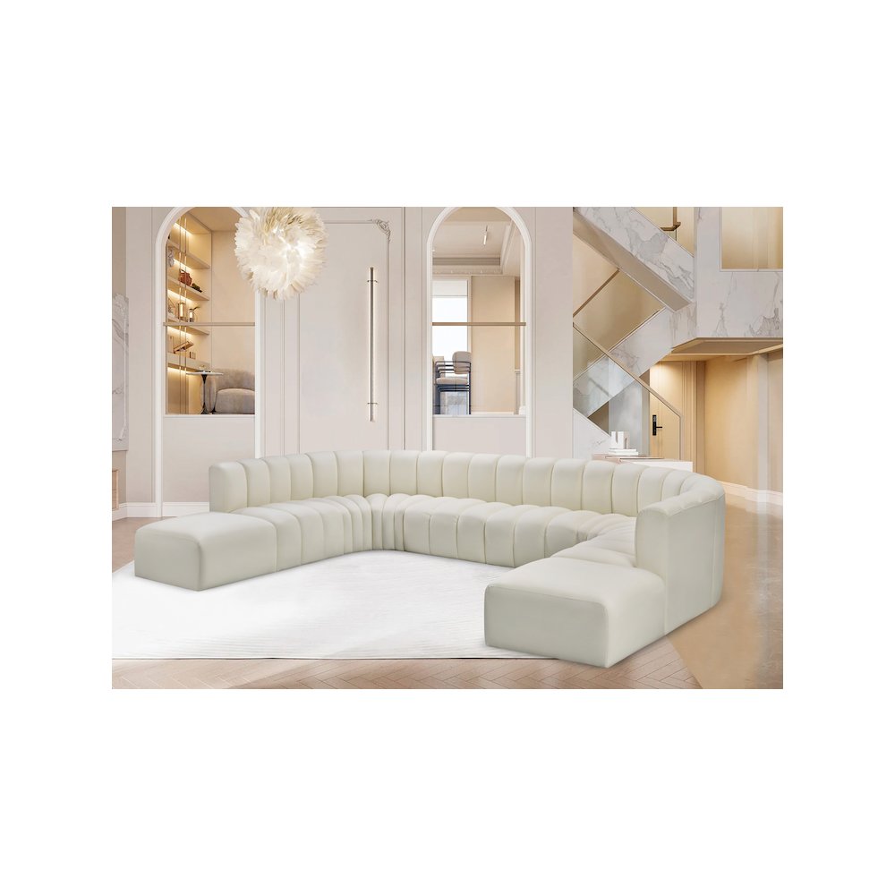 Arc Cream Vegan Leather Modular Sofa. Picture 2