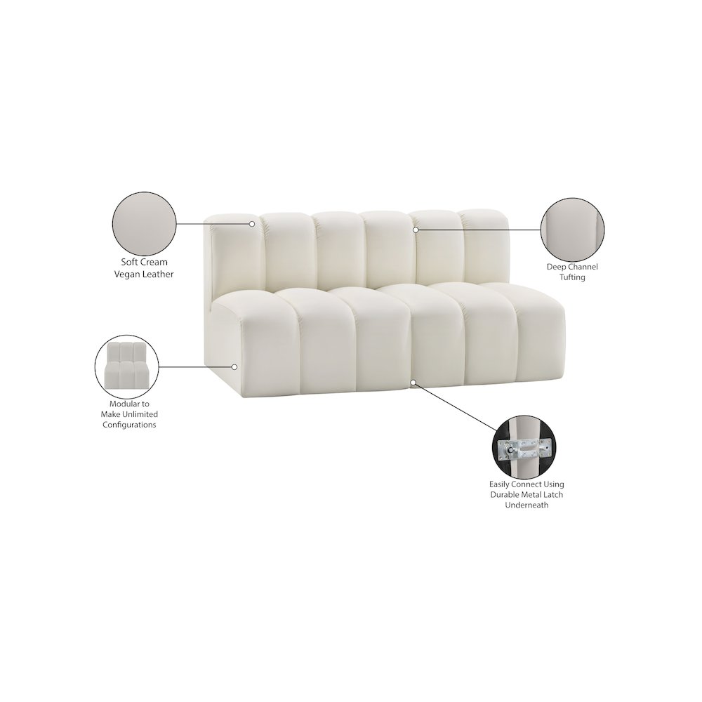 Arc Cream Vegan Leather Modular Sofa. Picture 12