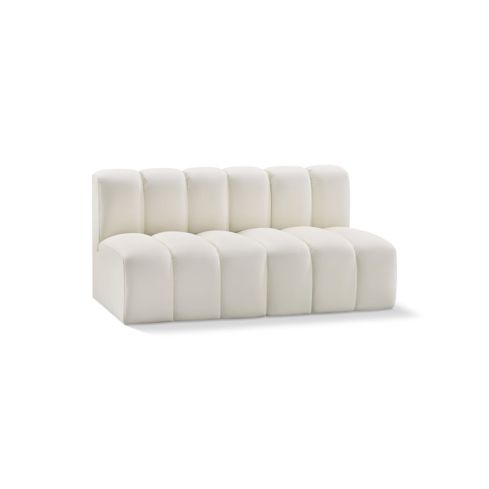 Arc Cream Vegan Leather Modular Sofa. Picture 1