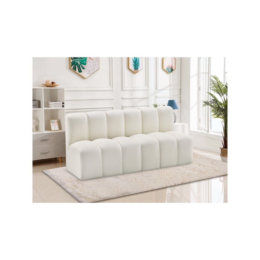 Arc Cream Vegan Leather Modular Sofa. Picture 2
