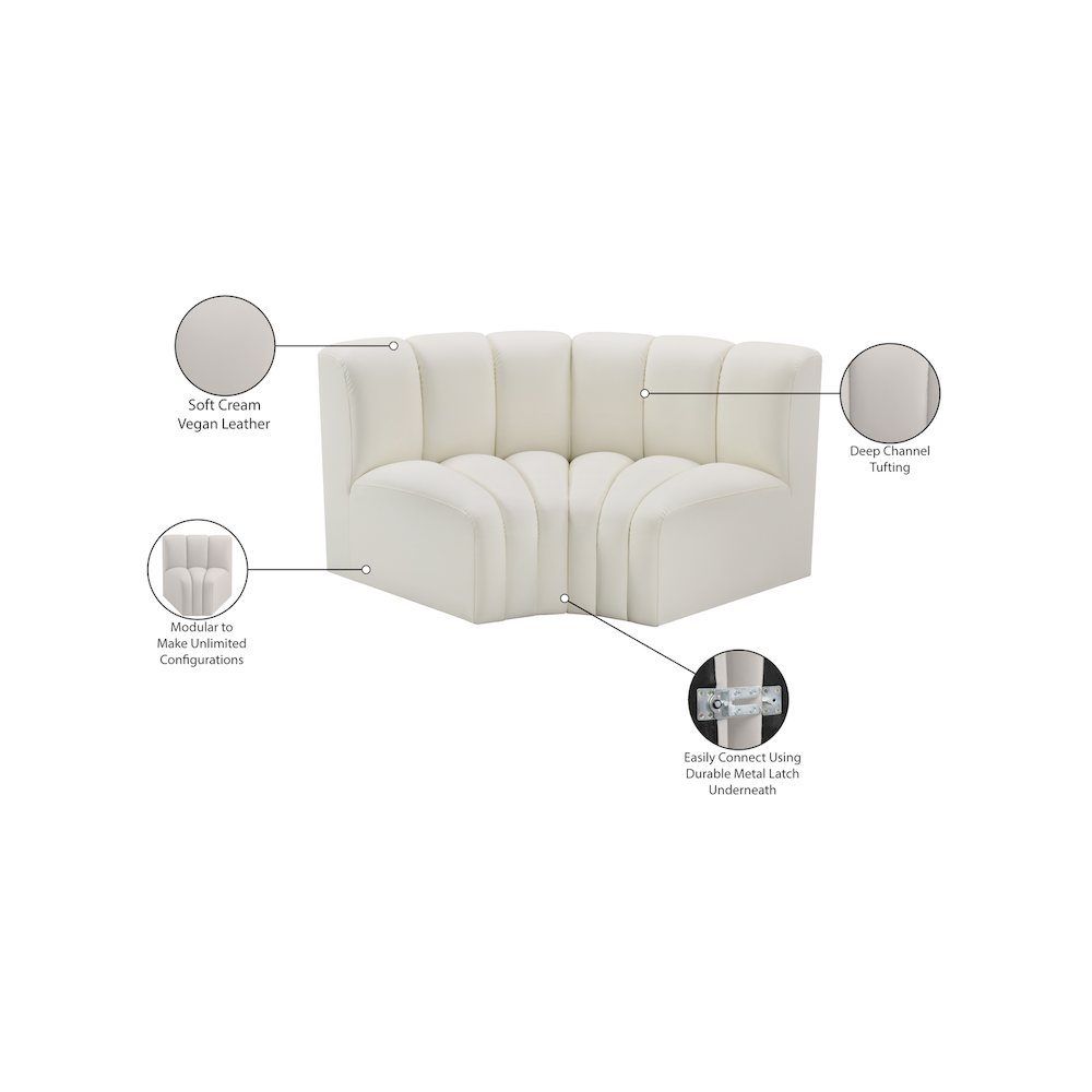 Arc Cream Vegan Leather Modular Sofa. Picture 11