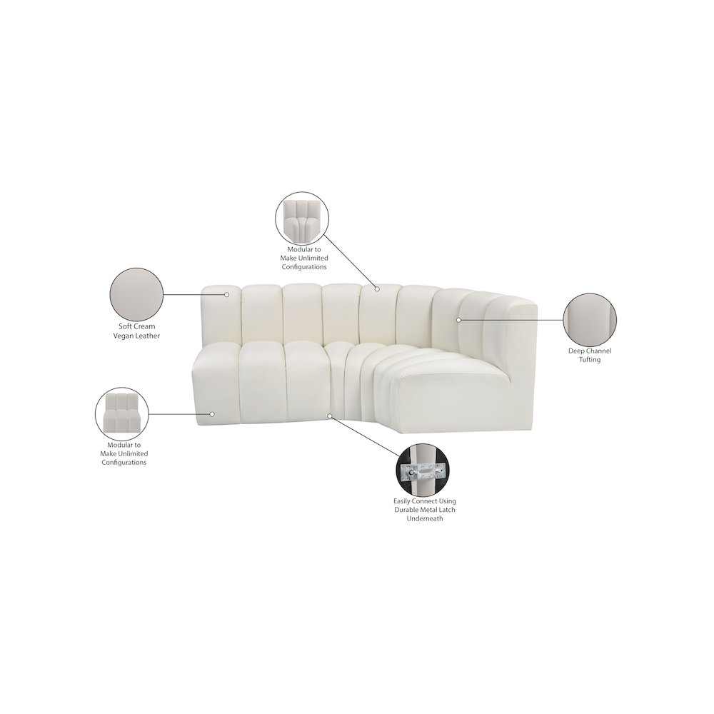Arc Cream Vegan Leather Modular Sofa. Picture 12