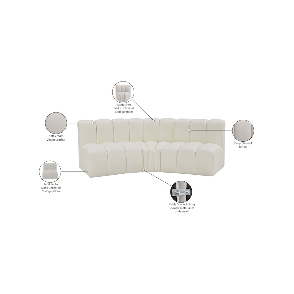 Arc Cream Vegan Leather Modular Sofa. Picture 12