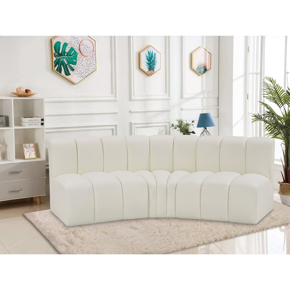 Arc Cream Vegan Leather Modular Sofa. Picture 2