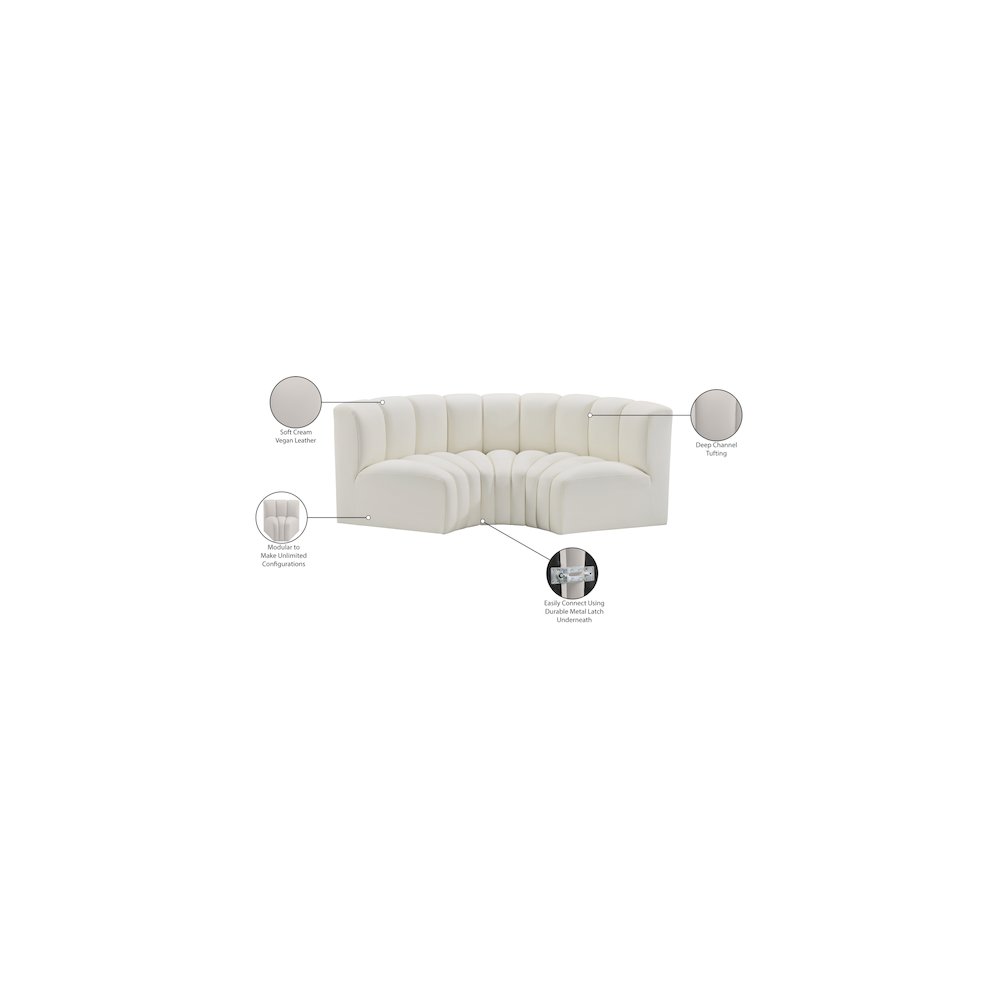 Arc Cream Vegan Leather Modular Sofa. Picture 12